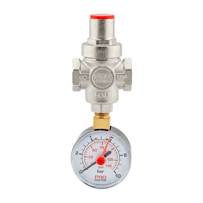 Редуктор давления PROFACTOR поршневой, c манометром 1/2" PF PRV