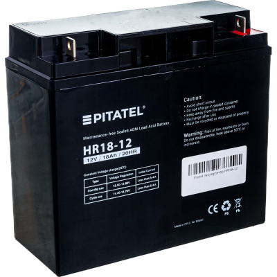 Аккумулятор Pitatel HR18-12 представляет собой необслуживаемую, кислотно-свинцовую аккумуляторную батарею, которая
