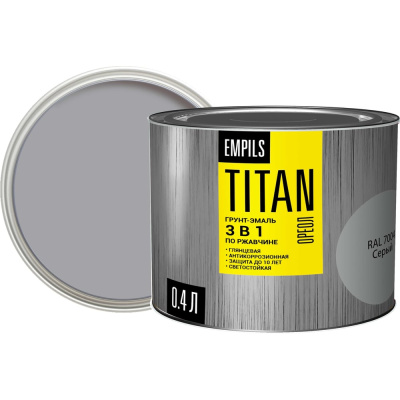 Грунт-эмаль по ржавчине ОРЕОЛ TITAN серый RAL 7004 0.4 л 0.4 кг