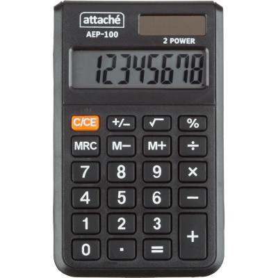 Калькулятор карманный Attache, AEP-100,8р,двойное питание, черн