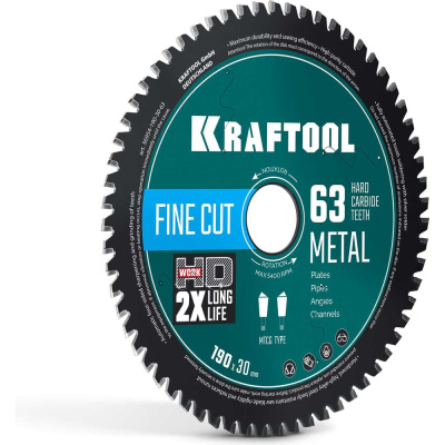 Диск пильный по металлу и стали KRAFTOOL Metal Cut 190 х 30 мм, 63Т