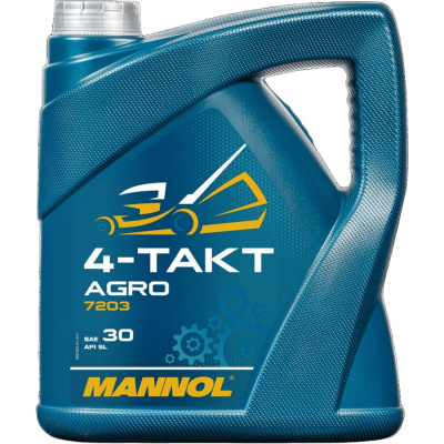 Масло моторное минеральное 4-TAKT AGRO SAE 30 4 л для садовой техники MANNOL 1441 - высококачественное минеральное