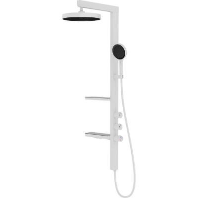 Душевая стойка VINCEA Inspire с изливом, 30 см верхний душ, белый VSFS-3I11W