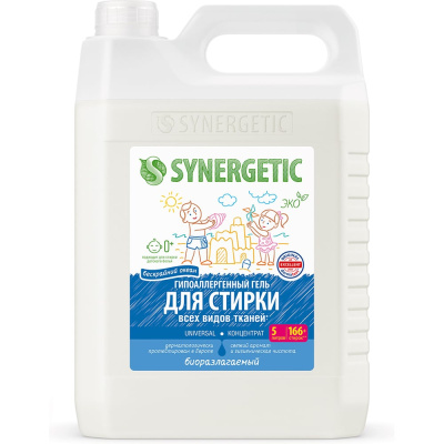 Биоразлагаемый концентрированный гель для стирки SYNERGETIC UNIVERSAL Бескрайний океан, 5 л (166+ стирок)