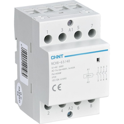 Контактор CHINT модульный NCH8-63/40 63А 4НО AC24В, 50Гц (R)