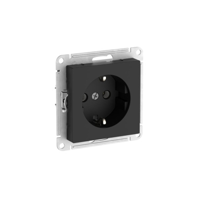 Розетка Systeme Electric ATLASDESIGN с заземлением, 16А, мех., быстрозажим. клем., КАРБОН