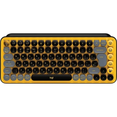 Клавиатура Logitech POP Keys, USB, беспроводная, желт/чер (920-010716)