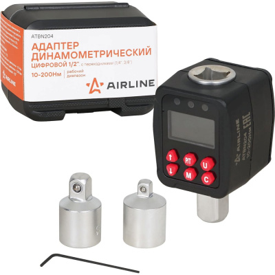 Адаптер динамометрический цифровой Airline 1/2 10-200Нм, с переходниками (1/4, 3/8), кейс ATBN204