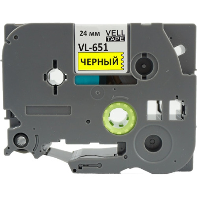 Лента Vell VL-651 Brother TZE-651, 24 мм, черный на желтом, для PT