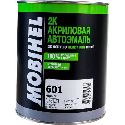 Краска Mobihel 601 Черный 2К, акриловая, банка, 0.75 л