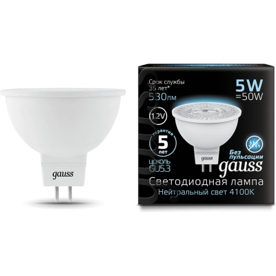 Лампа Gauss LED MR16 GU5.3 5W 12V 4100K