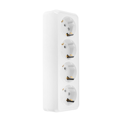 Розетка General Lighting Systems Альфа 4-х местная горизонтальная 2П+3 открытой установки IP20 16A белая
