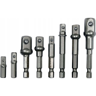 Набор из 8 переходников с шестигранной головкой 1/4", 3/8", 1/2" YATO