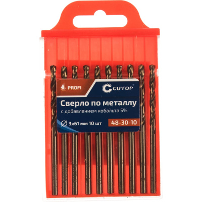 Сверло по металлу Profi (10 шт; 3х61 мм; Р6М5К5) CUTOP