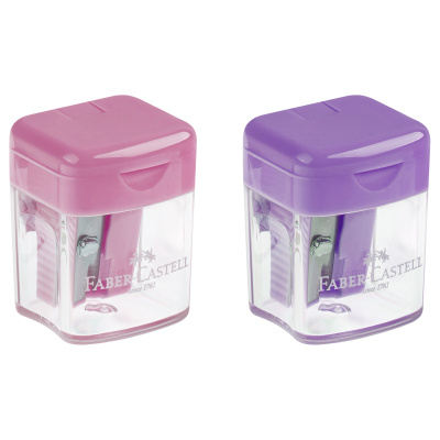 Точилка пластиковая Faber-Castell Mini box,1 отверстие, ассорти, пастельные цвета, набор 2шт.