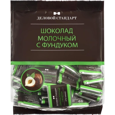 Шоколад порционный Деловой Стандарт молочный с фундуком, 5гx80шт, 400г