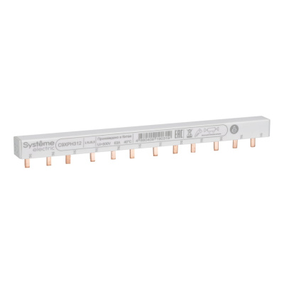 Шинка гребенчатая 3P Systeme Electric (L1L2L3) 18 мм, 12 модулей, 63А