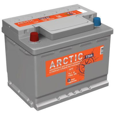 Аккумулятор TITAN ARCTIC 75.1 VL, прямая полярность, 730А
