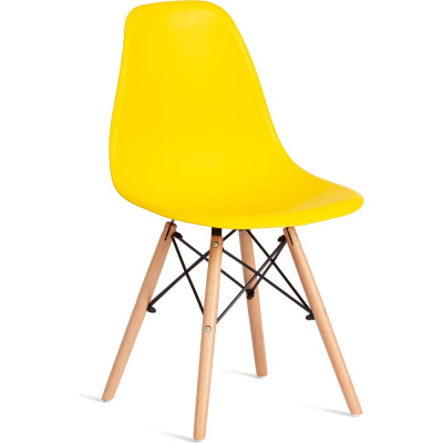 Стул TetChair CINDY (EAMES) (mod. 1801) 4 шт., дерево бук/металл/сиденье пластик, 45x51x82 см, Yellow (Желтый)