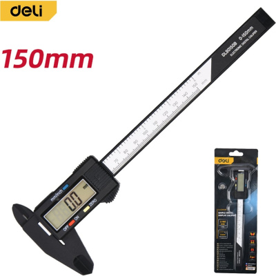 Электронный штангенциркуль DELI 150 мм DL90150B (метр/дюйм, пластик, LCD дисплей)