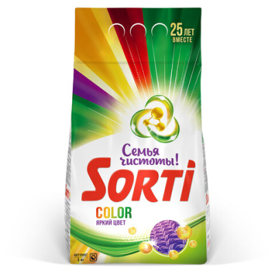 Порошок для машинной стирки Sorti "Color", 3кг
