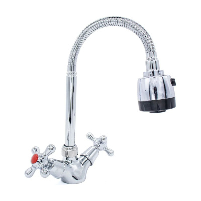 Смеситель для кухни Kranar KС 1806, 1/2 керамика, хром, излив гибкий гофрированный, п/шп, без подводки