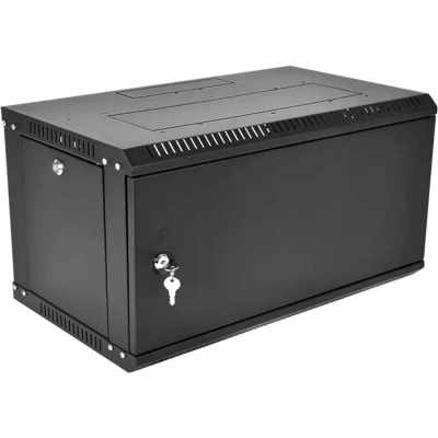 Шкаф настенный телеком. ЦМО разб. 6U(600 x 350) дв.мет.(ШРН-Э-6.350.1-9005)