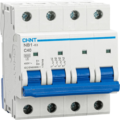 Автоматический выключатель CHINT NB1-63 4P 40A 6кА характеристика C