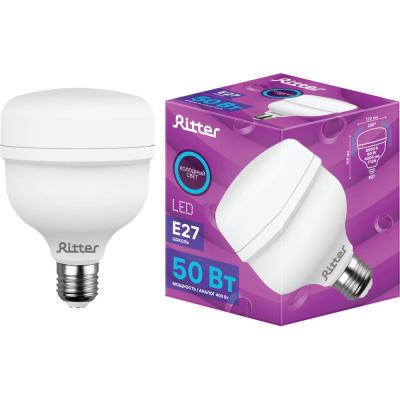 Светодиодная лампа LED T120 E27 40W, 6500K, PowerMax, дневной свет RITTER