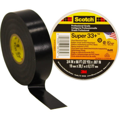 Изоляционная лента высшего класса 3М Scotch Super 33+ 19мм х 20м х 0,18мм