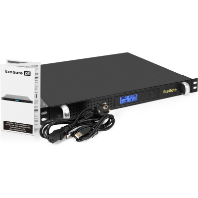 Источник бесперебойного питания ExeGate 1U ServerRM UNL-1200.LCD.AVR.8C13.RJ.USB.1U 1200VA/720W, LCD, AVR, 8 C13, RJ