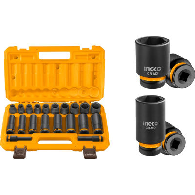 Набор ударных торцевых головок INGCO INDUSTRIAL 1/2", 20 шт