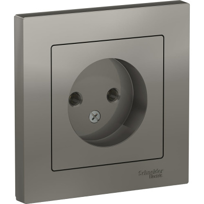 Розетка Systeme Electric AtlasDesign Сталь б/з, 16А, в сборе SE