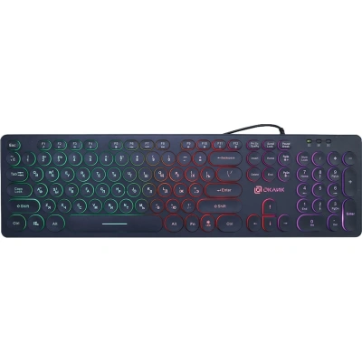 Клавиатура Oklick 420MRL черный USB slim Multimedia LED (1091226)