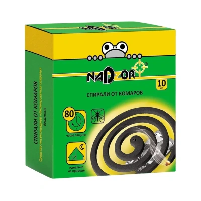 Спирали от комаров бездымные 10 шт., NADZOR, 22664