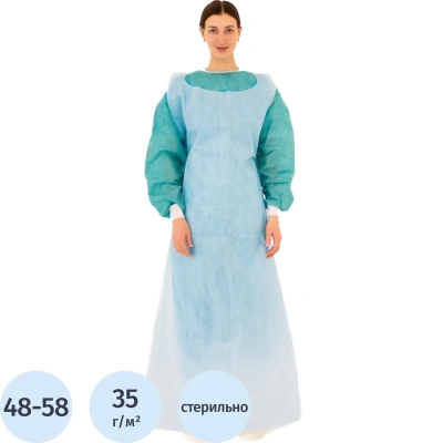 Фартук стерил., лам нетк Tutami span гол.защит140см пл.35/40 1шт/уп Гекса