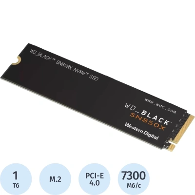 SSD накопитель WD Black SN850X 1Tb M2.2280 PCIe4.0,(WDS100T2X0E)