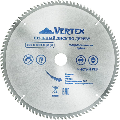 Пильный диск по дереву vertextools 400-100-50