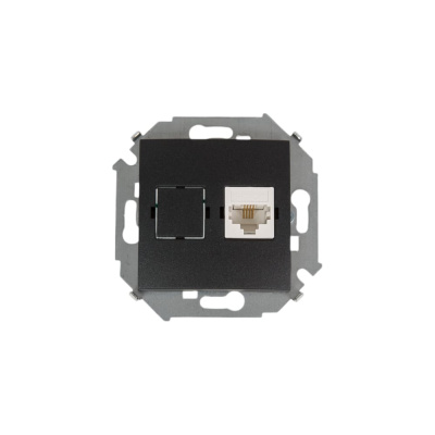 Телефонная розетка Simon RJ11, винтовой зажим, графит