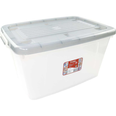 Ящик с крышкой Darel Plastic 75л, серый