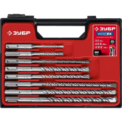 Набор SDS-plus буров ЗУБР Мастер-2Х 8 шт: 5/6x110, 6/8/10x160, 8/10/12x210 мм