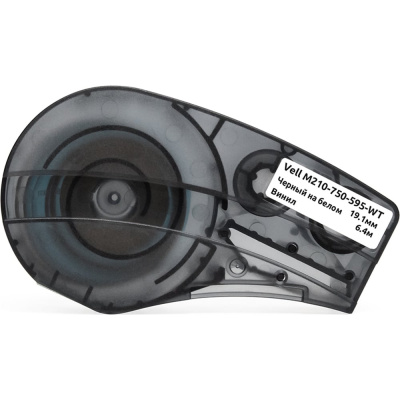 Картридж Vell M210-750-595-WT (19.1мм х 6.4м, винил, черный на белом)