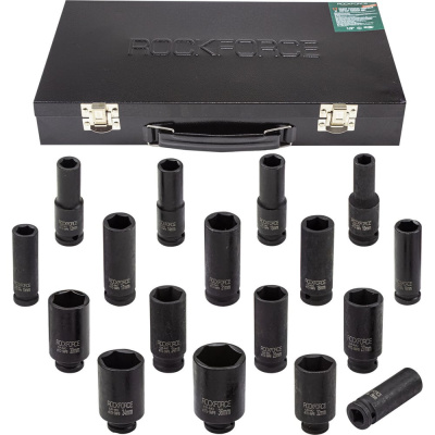 Набор головок ударных Rockforce 17пр., 1/2", 6гр., в кейсе