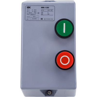 Контактор IEK КМИ-11260, 12А, 380В/АС3, IP54, ИЭК