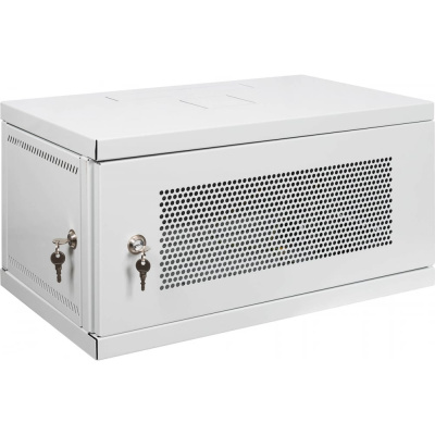 Настенный разборный шкаф КДДС 19", 6U, ПЕРФОРИРОВАННАЯ дверь, 600x350, серый