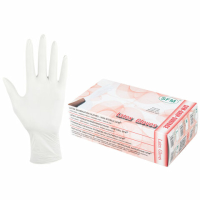 Перчатки латексные медицинские смотровые SFM Grip-Surface/ L 254 SC, Германия, 45 пар (90 штук), размер 9-10, XL (очень большой)