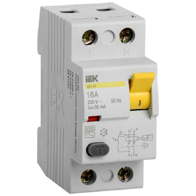 Узо IEK ВД1-63 2п, AC, 16А, 30мА