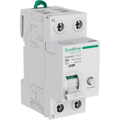 Выключатель дифференциального тока (ВДТ) Systeme9 Systeme Electric 25 A, 2 P, 30 мА, Тип-A, 230 В