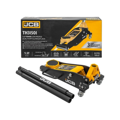 Подкатной автомобильный домкрат от бренда JCB — это надежное и высококачественное оборудование