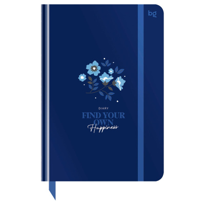 Ежедневник недатированный А5, 136л., 7БЦ BG "Flowery. Blue", глянцевая ламинация, отд.фольгой